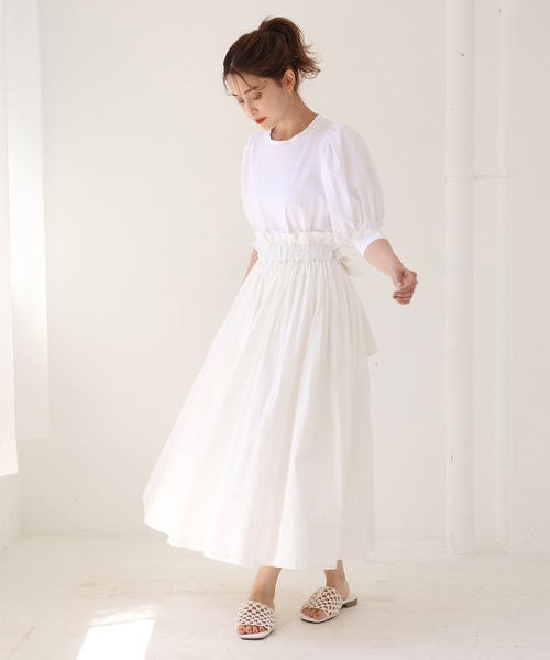 one after another NICE CLAUP（ワンアフターアナザーナイスクラップ）の「【ZOZOTOWN限定】プチプラパフスリーブチュニック（Tシャツ/カットソー・レディース・オフホワイト/ブラック/ピンク/サックスブルー・FREE）」の17枚目の写真