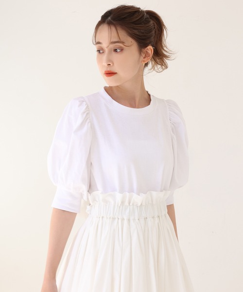 one after another NICE CLAUP（ワンアフターアナザーナイスクラップ）の「【ZOZOTOWN限定】プチプラパフスリーブチュニック（Tシャツ/カットソー・レディース・オフホワイト/ブラック/ピンク/サックスブルー・FREE）」の15枚目の写真