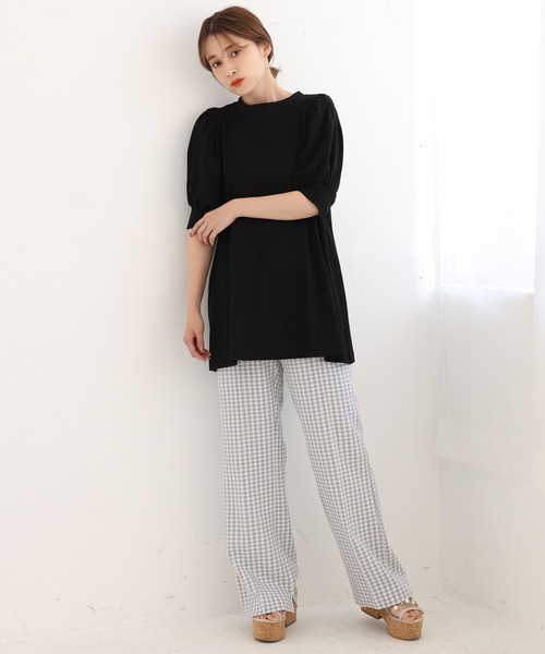 one after another NICE CLAUP（ワンアフターアナザーナイスクラップ）の「【ZOZOTOWN限定】プチプラパフスリーブチュニック（Tシャツ/カットソー・レディース・オフホワイト/ブラック/ピンク/サックスブルー・FREE）」の20枚目の写真