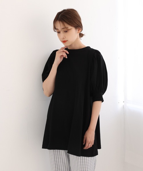 one after another NICE CLAUP（ワンアフターアナザーナイスクラップ）の「【ZOZOTOWN限定】プチプラパフスリーブチュニック（Tシャツ/カットソー・レディース・オフホワイト/ブラック/ピンク/サックスブルー・FREE）」の18枚目の写真