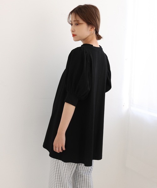 one after another NICE CLAUP（ワンアフターアナザーナイスクラップ）の「【ZOZOTOWN限定】プチプラパフスリーブチュニック（Tシャツ/カットソー・レディース・オフホワイト/ブラック/ピンク/サックスブルー・FREE）」の19枚目の写真
