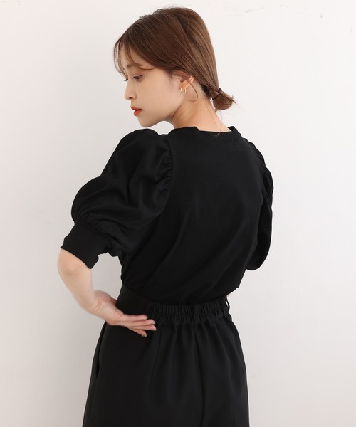 one after another NICE CLAUP（ワンアフターアナザーナイスクラップ）の「【ZOZOTOWN限定】プチプラパフスリーブチュニック（Tシャツ/カットソー・レディース・オフホワイト/ブラック/ピンク/サックスブルー・FREE）」の22枚目の写真