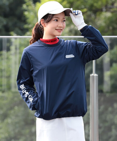 BEAMS GOLF 防風プルオーバージャケット ブルゾン BEAMS GOLF ORANGE LABEL / 防風 ロゴ プルオーバー