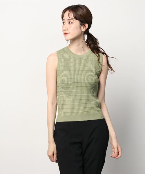 MAISON BREEZE（メゾンブリーズ）の「【MAISON BREEZE】ワッフルカラーノースリーブT SCCH（タンクトップ・レディース・ホワイト/グリーン/イエロー/ブラック・FREE）」の13枚目の写真