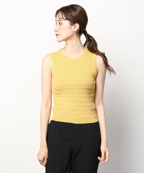 MAISON BREEZE（メゾンブリーズ）の「【MAISON BREEZE】ワッフルカラーノースリーブT SCCH（タンクトップ・レディース・ホワイト/グリーン/イエロー/ブラック・FREE）」の15枚目の写真