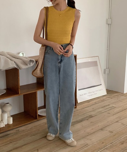 MAISON BREEZE（メゾンブリーズ）の「【MAISON BREEZE】ワッフルカラーノースリーブT SCCH（タンクトップ・レディース・ホワイト/グリーン/イエロー/ブラック・FREE）」の12枚目の写真