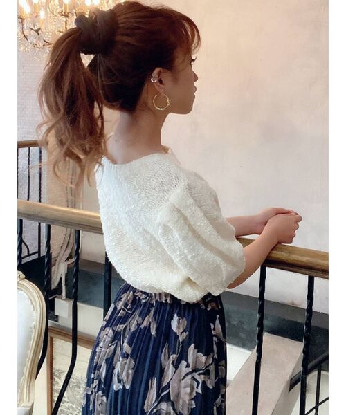 RESEXXY（リゼクシー）の「ブークレニットトップス（ニット/セーター・レディース・ホワイト/ブラック/ベージュ・FREE）」の19枚目の写真