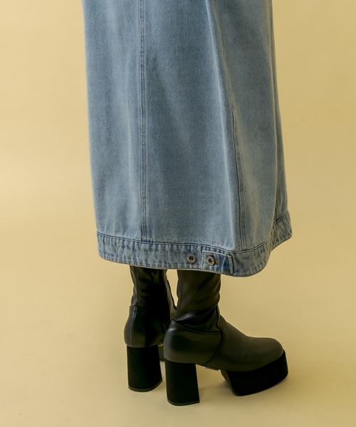 RASVOA（ラスボア）の「ロングデニムジャケット（デニムジャケット・レディース・ブラック/ブルー・FREE）」の5枚目の写真