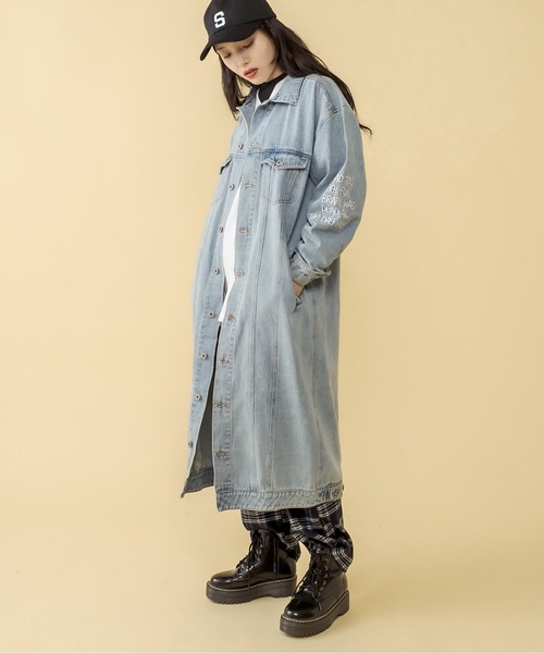 RASVOA（ラスボア）の「ロングデニムジャケット（デニムジャケット・レディース・ブラック/ブルー・FREE）」の10枚目の写真
