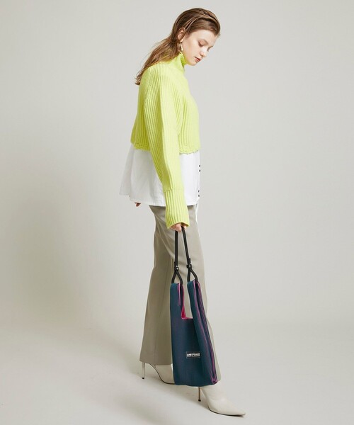 LASTFRAME(ラストフレーム)の「2トーンマーケットバッグスモール L21216(ショルダーバッグ・レディース・ダークグリーン/アイボリー・FREE)」の5枚目の写真