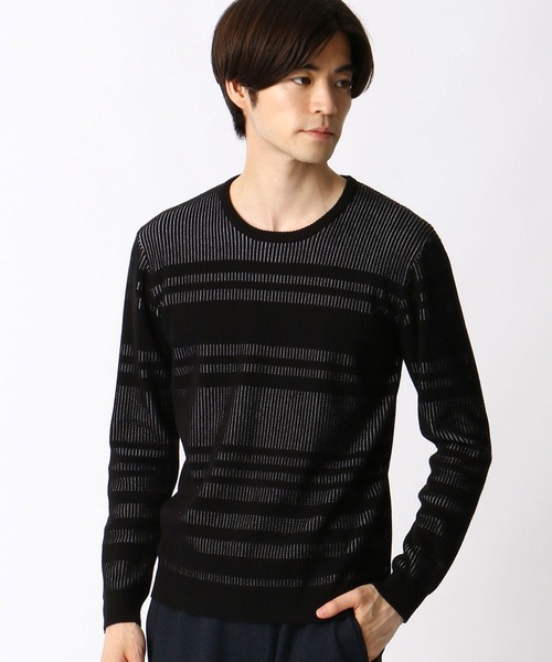 NICOLE CLUB FOR MEN（ニコルクラブフォーメン）の「【21年モデル】テンカンウラボ－ダ－ニット（ニット/セーター・メンズ・ホワイト×ネイビー/ホワイト系その他/ブラック×ホワイト・LL/M/L）」の5枚目の写真