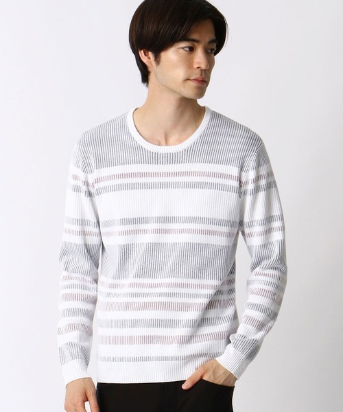 NICOLE CLUB FOR MEN（ニコルクラブフォーメン）の「【21年モデル】テンカンウラボ－ダ－ニット（ニット/セーター・メンズ・ホワイト×ネイビー/ホワイト系その他/ブラック×ホワイト・LL/M/L）」の6枚目の写真