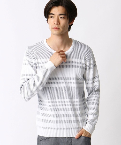 NICOLE CLUB FOR MEN（ニコルクラブフォーメン）の「【21年モデル】テンカンウラボ－ダ－ニット（ニット/セーター・メンズ・ホワイト×ネイビー/ホワイト系その他/ブラック×ホワイト・LL/M/L）」の18枚目の写真