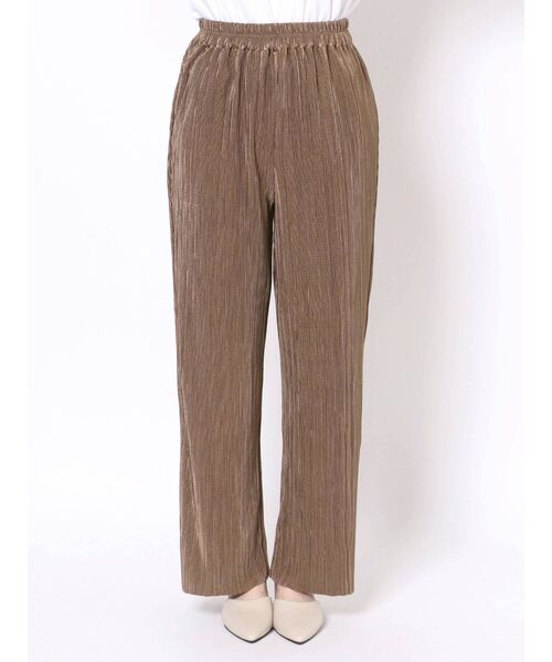 MURUA（ムルーア）の「シャイニープリーツパンツ（スウェットパンツ・レディース・モカ/グレー・FREE）」の8枚目の写真