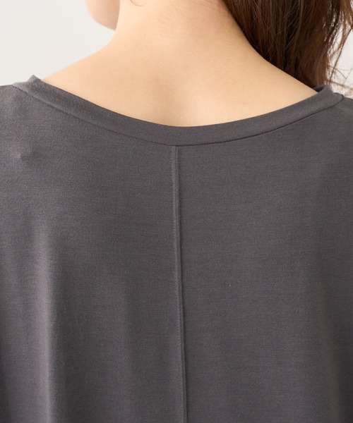 natural couture(ナチュラルクチュール)の「【おうちナチュ】シアバター加工ドルマンロゴT(Tシャツ/カットソー・レディース・オフホワイト/ラベンダー/スミクロ・FREE)」の15枚目の写真