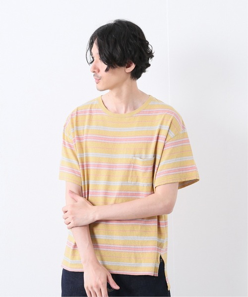 JOURNAL STANDARD relume(ジャーナルスタンダード レリューム)の「C/HEMP BORDER TEE(Tシャツ/カットソー・メンズ・ホワイト/チャコールグレー/ベージュ/ブルー/アイボリー/ライトイエロー・MEDIUM/LARGE)」の6枚目の写真