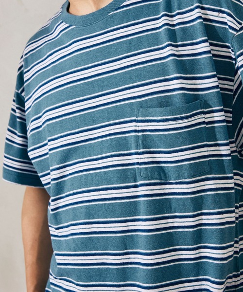 JOURNAL STANDARD relume(ジャーナルスタンダード レリューム)の「C/HEMP BORDER TEE(Tシャツ/カットソー・メンズ・ホワイト/チャコールグレー/ベージュ/ブルー/アイボリー/ライトイエロー・MEDIUM/LARGE)」の5枚目の写真