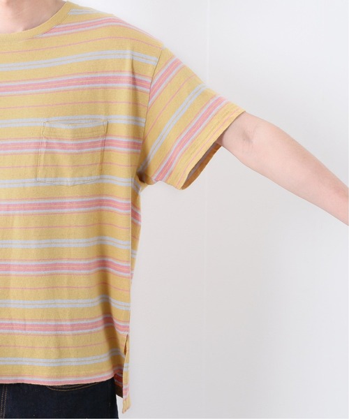 JOURNAL STANDARD relume(ジャーナルスタンダード レリューム)の「C/HEMP BORDER TEE(Tシャツ/カットソー・メンズ・ホワイト/チャコールグレー/ベージュ/ブルー/アイボリー/ライトイエロー・MEDIUM/LARGE)」の7枚目の写真