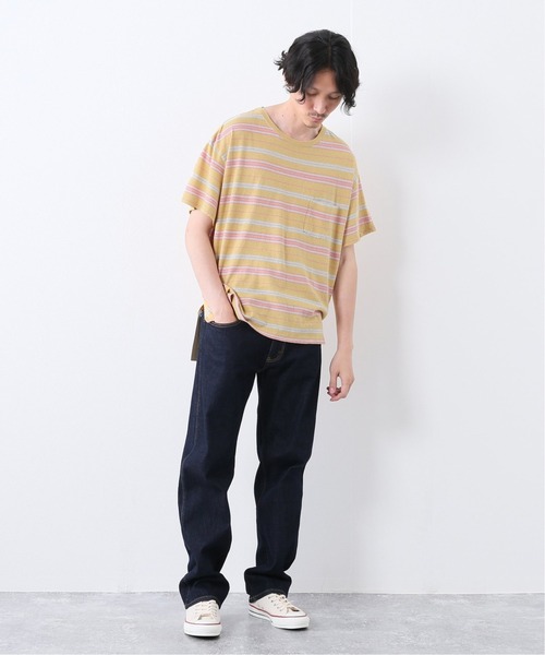 JOURNAL STANDARD relume(ジャーナルスタンダード レリューム)の「C/HEMP BORDER TEE(Tシャツ/カットソー・メンズ・ホワイト/チャコールグレー/ベージュ/ブルー/アイボリー/ライトイエロー・MEDIUM/LARGE)」の15枚目の写真