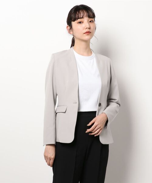 m.f.editorial(エムエフエディトリアル)の「エムエフエディトリアルレディース/m.f.editorial:Women ダブルクロス セットアップ カラーレスジャケット (セットアップパンツ・スカートございます)(スーツジャケット・レディース・ライトグレー・S/X-LARGE/MEDIUM/LARGE)」の5枚目の写真