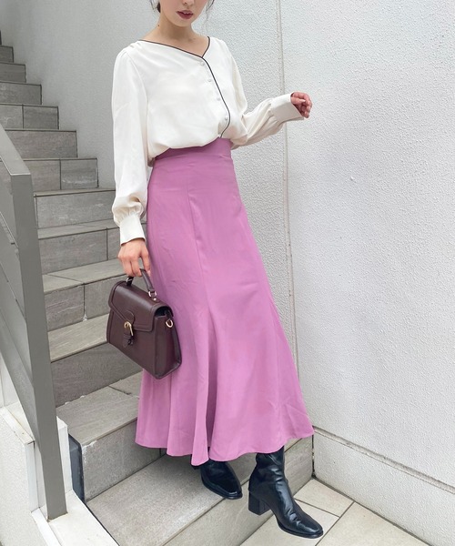 one after another NICE CLAUP(ワンアフターアナザーナイスクラップ)の「Mサイズあり バックレースアップマーメイドスカート(スカート・レディース・アイボリー/ホワイト系その他/ブラック/ブラウン系その他/ピンク・MEDIUM/LARGE)」の6枚目の写真