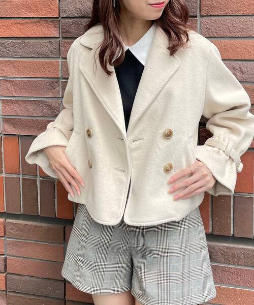 MAJESTIC LEGON（マジェスティックレゴン）の「Ladyショートコート（その他アウター・レディース・アイボリー/モカ/グレイッシュベージュ・SMALL/MEDIUM）」の17枚目の写真