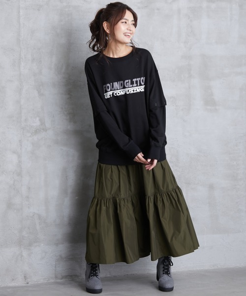 ROSE FAN FAN(ローズファンファン)の「大きいサイズ ロングティアードスカート ローズファンファン(スカート・レディース・ブラック/カーキ・LL/3L/4L/5L/L/6L)」の18枚目の写真