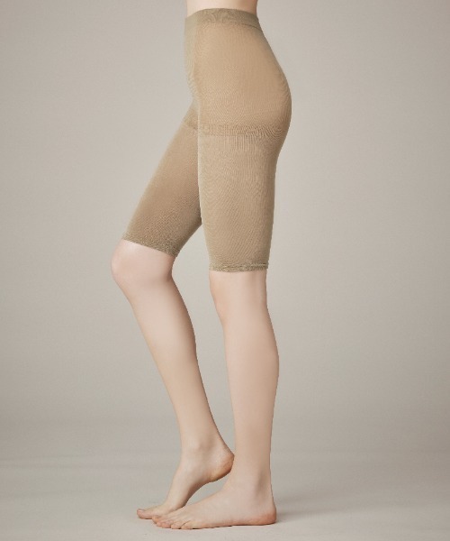 Tuche(トゥシェ)の「Tuche/トゥシェ ペチレギ 重ねばきレギンス 5分丈(レギンス/スパッツ・レディース・ブラック/ベージュ・M~L/L~LL)」の2枚目の写真