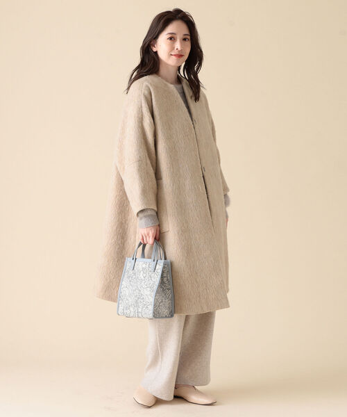 Demi-Luxe BEAMS / シャギーノーカラーコート Demi-Luxe BEAMS シャギーノーカラーコート