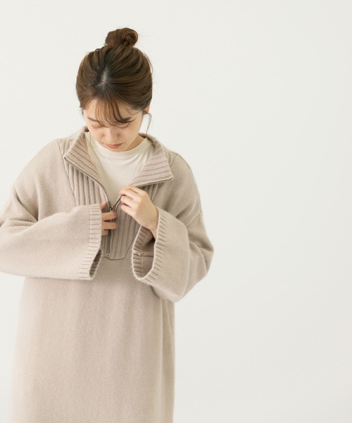 LAATO（ラート）の「ZIP KNIT ONE PIECE（ワンピース・レディース・ベージュ/グレー・FREE）」の11枚目の写真