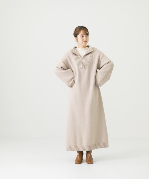 LAATO（ラート）の「ZIP KNIT ONE PIECE（ワンピース・レディース・ベージュ/グレー・FREE）」の8枚目の写真