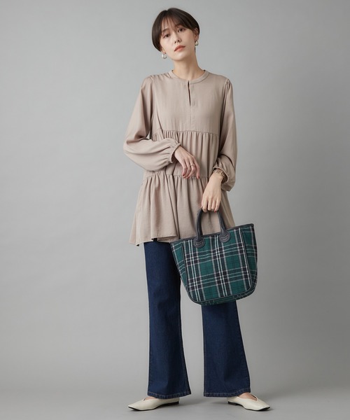 un dix cors（アンディコール）の「シーズンムードを高めてくれる　チェック柄ハンドルトートバッグ（トートバッグ・レディース・ブラウン/グリーン・FREE）」の8枚目の写真