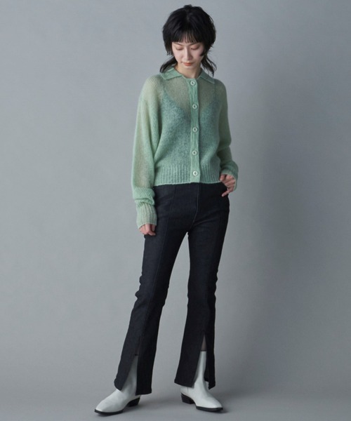 lautreamont BLEUBLANC（ロートレアモンブルーブラン）の「<lautreamont BLEUBLANC>モヘアニットカーディガン≪手洗い可能≫（カーディガン/ボレロ・レディース・グレー/ブラック/グリーン/オレンジ・9号）」の7枚目の写真