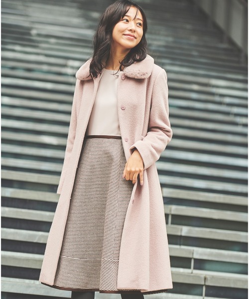 LAISSE PASSE(レッセパッセ)の「ファー衿ベルテッドコート(ステンカラーコート・レディース・モカ/ラベンダー・MEDIUM/SMALL)」の3枚目の写真