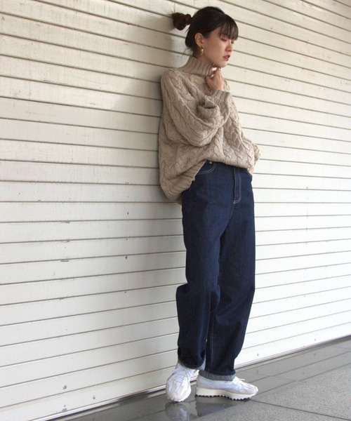 bohmal（ボマール）の「ケーブル切替ハイネックニット（ニット/セーター・レディース・ベージュ/アイボリー/グリーン/イエロー/アッシュグレー/ブラウン・FREE）」の12枚目の写真