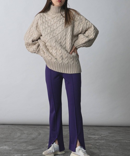 bohmal（ボマール）の「ケーブル切替ハイネックニット（ニット/セーター・レディース・ベージュ/アイボリー/グリーン/イエロー/アッシュグレー/ブラウン・FREE）」の20枚目の写真