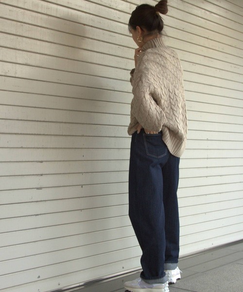 bohmal（ボマール）の「ケーブル切替ハイネックニット（ニット/セーター・レディース・ベージュ/アイボリー/グリーン/イエロー/アッシュグレー/ブラウン・FREE）」の10枚目の写真