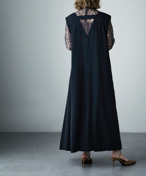 ロングジレレイヤードレースワンピース ワンピース ドレス Etoll エトル のドレス ロングジレレイヤードレースワンピース Etoll エトル のファッション ドレス 結婚式 ドレス