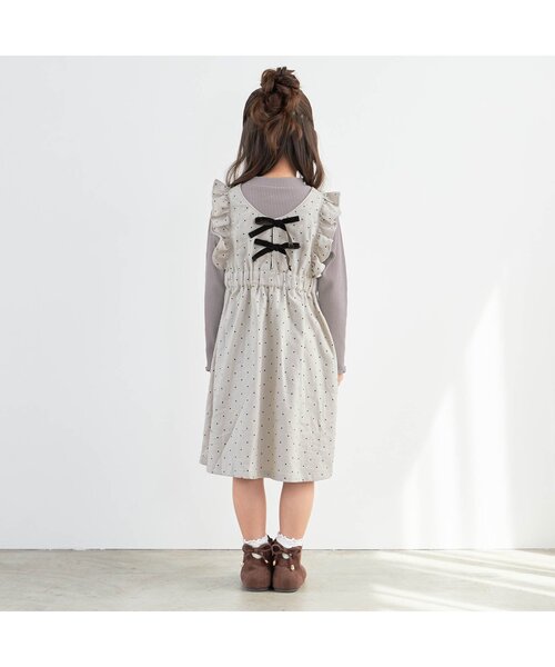 apres les cours(アプレレクール)の「WEB限定 2Pドットフリルジャンスカ(ジャンパースカート・キッズ・ベージュ/アイボリー/ブラウン・120cm/130cm/140cm/80cm/90cm/110cm/100cm)」の11枚目の写真