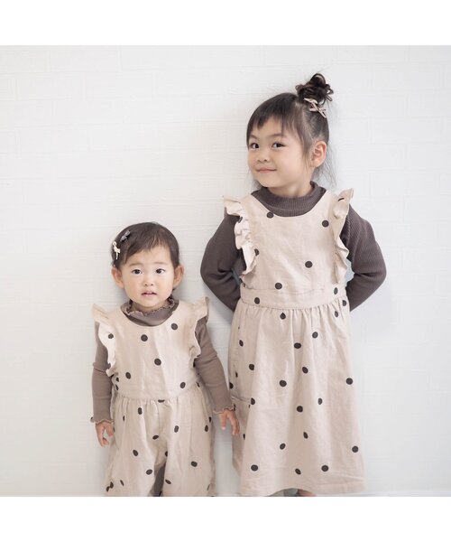apres les cours(アプレレクール)の「WEB限定 2Pドットフリルジャンスカ(ジャンパースカート・キッズ・ベージュ/アイボリー/ブラウン・120cm/130cm/140cm/80cm/90cm/110cm/100cm)」の12枚目の写真