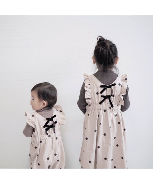 apres les cours(アプレレクール)の「WEB限定 2Pドットフリルジャンスカ(ジャンパースカート・キッズ・ベージュ/アイボリー/ブラウン・120cm/130cm/140cm/80cm/90cm/110cm/100cm)」の13枚目の写真
