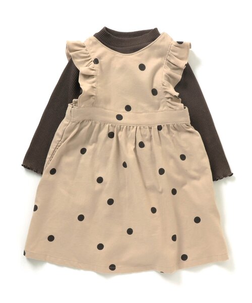 apres les cours(アプレレクール)の「WEB限定 2Pドットフリルジャンスカ(ジャンパースカート・キッズ・ベージュ/アイボリー/ブラウン・120cm/130cm/140cm/80cm/90cm/110cm/100cm)」の18枚目の写真