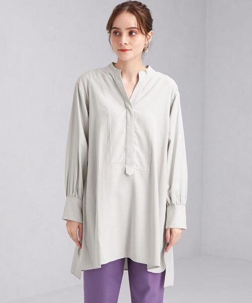 green label relaxing(グリーンレーベルリラクシング)の「キリカエ オーバーサイズ ブラウス(シャツ/ブラウス・レディース・ライトグレー/オフホワイト/モカ・FREE)」の7枚目の写真