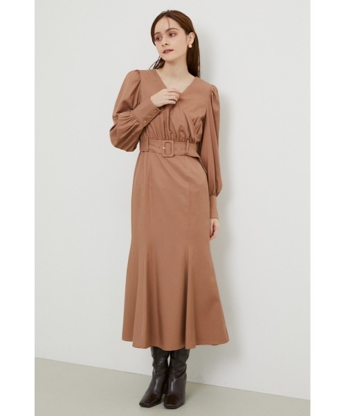 ロングスリーブカシュクールマーメイドワンピース