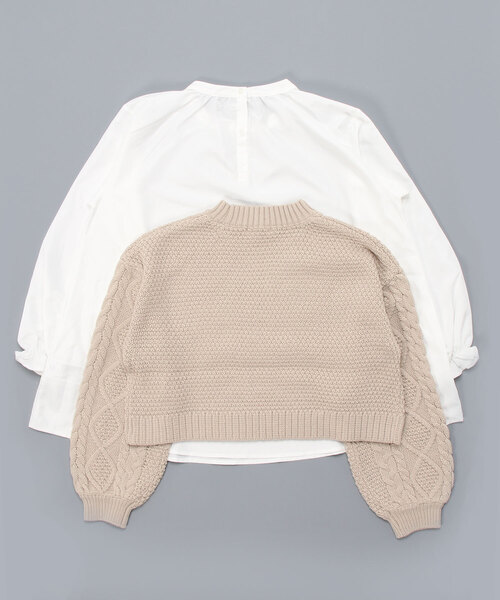 GLOBAL WORK(グローバルワーク)の「【AND YUA ANY】レイヤードニット*ブラウス/235618(ニット/セーター・キッズ・グリーン/ベージュ/オフホワイト/ブラック/ライトイエロー・150cm/160cm)」の21枚目の写真