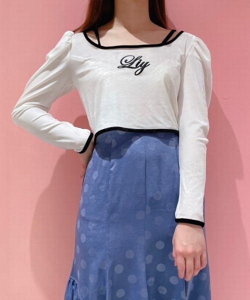 lilLilly（リルリリー）の「バックオープンベロアトップス（Tシャツ/カットソー・レディース・ホワイト/ブラック・FREE）」の10枚目の写真
