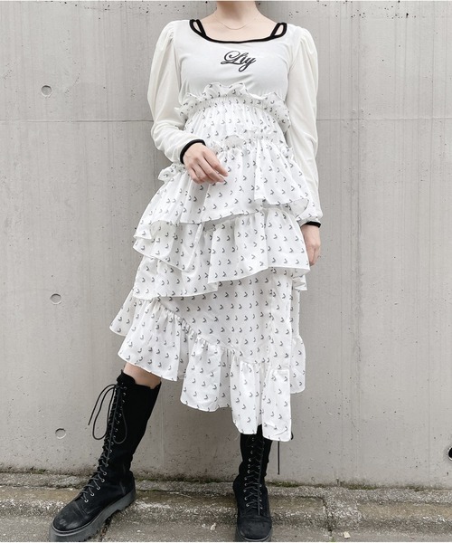 lilLilly（リルリリー）の「バックオープンベロアトップス（Tシャツ/カットソー・レディース・ホワイト/ブラック・FREE）」の20枚目の写真