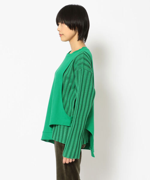 AULA AILA（アウラアイラ）の「AULA AILA（アウラ アイラ）別注コンビネーションニットTOPS（Tシャツ/カットソー・レディース・グリーン/アイボリー・0）」の18枚目の写真