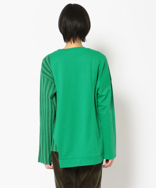 AULA AILA（アウラアイラ）の「AULA AILA（アウラ アイラ）別注コンビネーションニットTOPS（Tシャツ/カットソー・レディース・グリーン/アイボリー・0）」の16枚目の写真