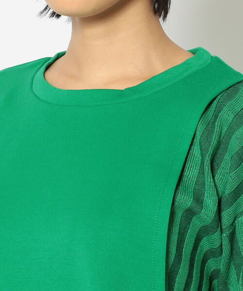 AULA AILA（アウラアイラ）の「AULA AILA（アウラ アイラ）別注コンビネーションニットTOPS（Tシャツ/カットソー・レディース・グリーン/アイボリー・0）」の22枚目の写真